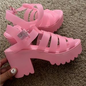 Pink platform sandals